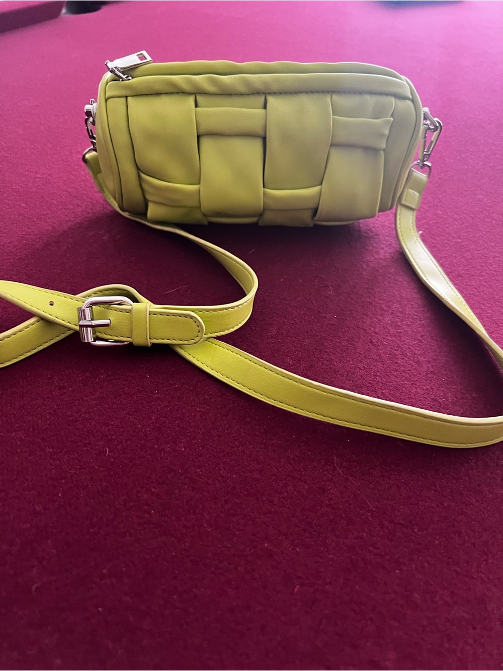 Anthropologie The Lark Puffy Woven Crossbody Bag Lime